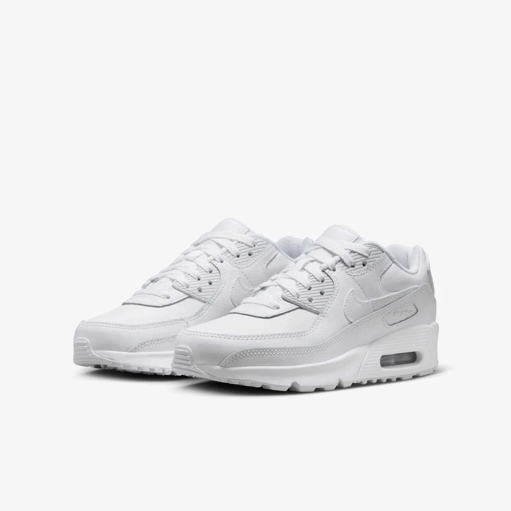 Nike Air Max 90 HF6358-102 Sneakers Kids 4.5 White Leather Casual Shoes RHS9308